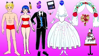 Muñeca Artesanales De Papel | Ladybug And Cat Noir's Wedding Dress Handmade | Woa Barbie Colombia