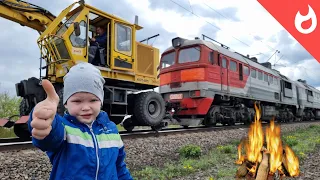 Railway Picnic and excavator on railway wheels