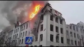 Kharkiv Govt. Building Partially Collapses After Fire