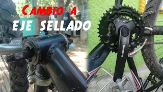 CÓMO CAMBIAR EL EJE CENTRAL, LAS BIELAS Y LOS PEDALES DE UNA BICICLETA #1 Restauración de Bicicleta