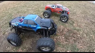 Traxxas TMaxx 3.3 vs Hpi Savage X .25 30% Nitro