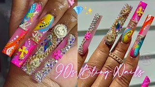 90s INSPIRED BLING SET 💎✨ | FULL ACRYLIC NAIL TUTORIAL