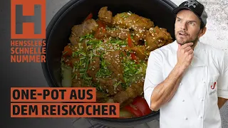 Schnelles One-Pot aus dem Reiskocher mit Schweinenacken Rezept von Steffen Henssler