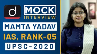 Mamta Yadav, Rank -05, IAS - UPSC 2020 - Mock Interview I Drishti IAS English