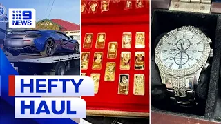 Over $7m worth of luxury cars seized during police raid over unexplained wealth | 9 News Australia