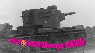 WOT Blitz KV-2 😂 4519 Damage 6 Kills WoT Music Mastery Badge Pool"s Medal etc Map Canal