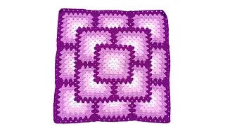 Como tejer el Cuadrado o muestra de colores N° 66 a crochet para colchas y cojines paso a paso