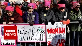 Women's marches draw crowds in US - BBC News