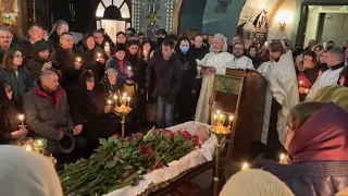Scenes inside Moscow church inside farewell ceremony for opposition leader Navalny