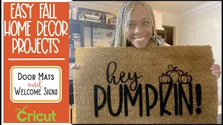 HOW TO MAKE A DOORMAT & WELCOME SIGN WITH CRICUT MACHINE | STENCIL | FALL HOME DECOR | DIY DOOR MAT