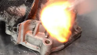 Using a High Powered Laser To Clean Oil Residue From a Gearbox