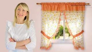 Kitchen Curtain With Ruffles And Valance / Tutorial For Beginners