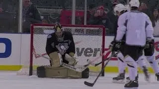 Marc-Andre Fleury Wears Go-Pro at Soldier Field