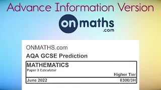 Advance Information June 2022 Predicted Maths GCSE Paper 3 Calculator AQA (Higher) Exam 8300/3H