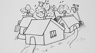 Very Easy House Scenary Drawing // How To Draw Scenary Step By Step # Scenary Drawing