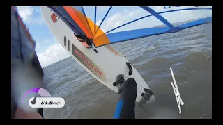 First time out on the water in 2024 and first time out with a 1989 Neilpryde RAF Cam Slalom 5.0m2