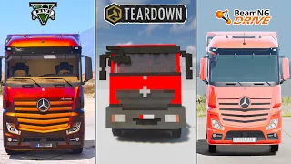 GTA 5 ACTROS TRUCK VS TEARDOWN  ACTROS TRUCK VS BEAMNG ACTROS TRUCK - WHICH IS BEST?