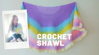 CROCHET EASY CRESCENT HALF CIRCLE SHAWL FOR BEGINNERS | Crochet Semicircular Wrap DIY & Free Pattern