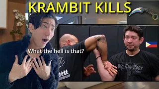 JAPANESE KARATE GUY REACTS / Filipino Martial Art Karambit Blade Work With Doug Marcaida