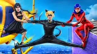 Miraculous Ladybug et Chat Noir dans la Vraie Vie! Mercredi Addams a volé le Petit Ami de Ladybug!