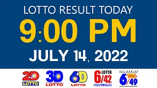 Lotto Results Today July 14 2022 9pm Ez2 Swertres 2D 3D 6D 6/42 6/49 PCSO