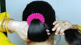 Beautiful Hairstyle For Ladies For Saree / Beautiful Juda Hairstyles /Low Bun Hairstyles F Long Hair