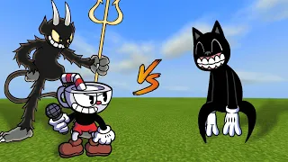 FNF Indie Cross Cuphead & Devil vs. Cartoon Cat | Minecraft