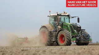 8 row ridging, Fendt 826 with  Baselier, Landbouwbedrijf Jan Bakker - Ruggen frezen