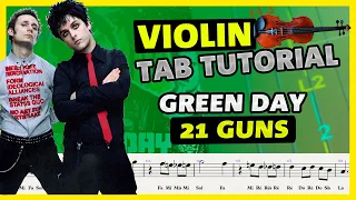 Green Day - 21 Guns Violin Tutorial / Tab Tutorial / Sheet Music for violin / Tabs / Play Along