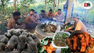Rats Hunt at Grain Field Cooking and Eating, Dhan Chari Musa Frying at Jungle Seasonal Vlog Part-II