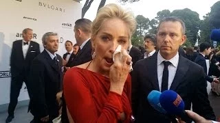 Sharon Stone Cries on the Red Carpet at amfAR Cinema Against Aids Gala in Cannes