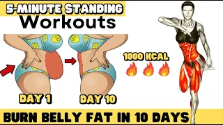 1-Minute STANDING EXERCISES (No Jumping) - TORCH BELLY FAT FAST 🔥10 Day Lose Weight