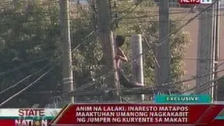 Anim na lalaki, inaresto matapos maaktuhan umanong nagkakabit ng jumper ng kuryente sa Makati