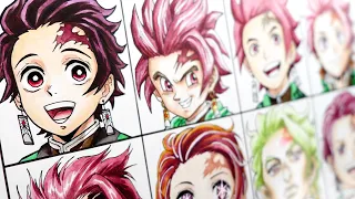 Drawing Tanjiro in 12 Different Anime Styles‖DemonSlayer