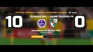 BFA Vilnius - ŽALGIRIS Kaunas 10:0 (II k.) LJL U14 2022 06 05