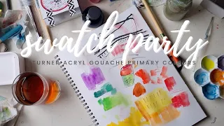 Swatch party ⭐ swatching, mixing and layering Turner Acryl Gouache!