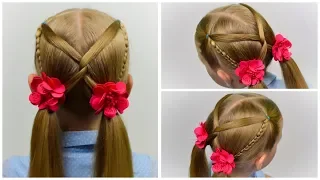 Сute & Easy 3 Minute Hairstyle ✿ Hairstyle with elastics. Quick and Easy hairstyles for girls #64