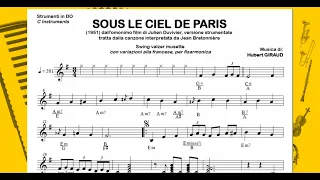 SOUS LE CIEL DE PARIS (H.Giraud) swing waltz musette: Backing Track Sheet Music C B♭ E♭ Accordion