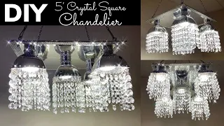 DIY Instagram Request || 5’ Crystal Square Chandelier || Home Decor On a Budget || LED Lighting 2020