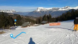 Skiing STEEP BLUE slope called PT CHOUCAS at  MEGEVE ski resort - GoPro HD POV - Feb 2024