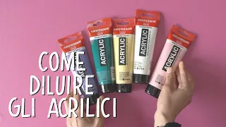 Come diluire i colori acrilici per dipingere? Acqua o fluidificante?