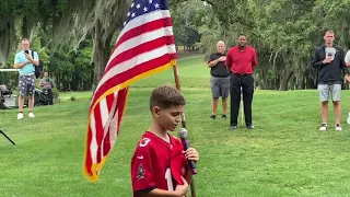 10 year old brings grown men to tears singing the national anthem !!!!