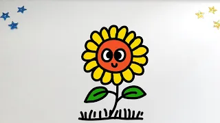 How to draw a FLOWER - Easy Kids Tutorials for Kids Toddlers Preschoolers