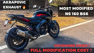 AKRAPOVIC EXHAUST in ns160 bs6🔥🥵detailed installationfully modified 1st in India