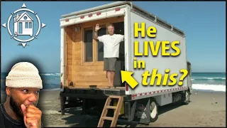 His secret beach house is inside a box truck! Full Tour