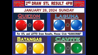 STL 2ND Draw 4PM Result STL Quezon STL Laguna STL Batangas STL Cavite January 28, 2024 Sunday