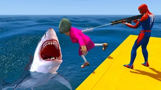 Scary Teacher 3d - Spiderman vs Miss'T. Shark Sea Boat Episode - Game Animation