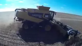 Lexion 570R Combine Harvesting Soybeans