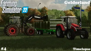 teading, raking, baling and loading hay - Gelderland - Timelapse #4 - FS22