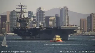 USS Nimitz departs San Diego for Naval Base Kitsap in Washington State 2/28/2021